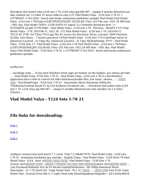 Fillable Online Vlad Model Valya Y124 Sets 1 78 21 Fax Email Print