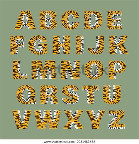 Tiger Alphabet Bold Letters White Orange Stock Vector Royalty Free