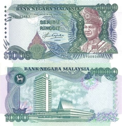 The word ringgit means jagged in malay and was originally used to refer to the serrated edges of silver spanish dollars which circulated widely in the area during the 16th and 17th century portuguese colonial era. 1000 Ringgit - Malaysia - Numista