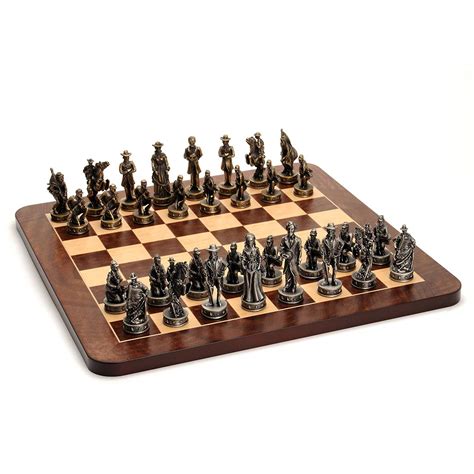 Buy We Games Civil War Chess Set Pewter Pieces And Walnut Root Board 16
