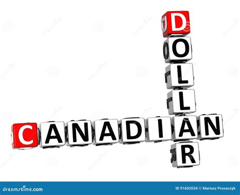 3d Crossword Canadian Dollar On White Background Stock Illustration