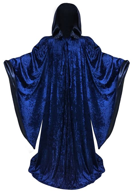 Wizard Navy Robe With Hood Sleeves Fashion Velvet Costume Etsy