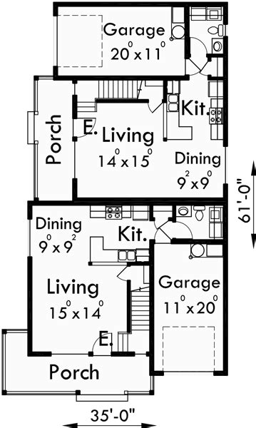 Main Floor Plan For D 479 Corner Lot Duplex House Plans Craftsman