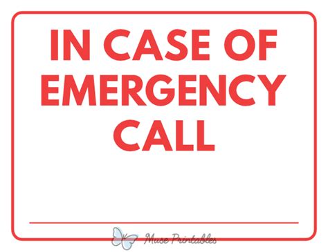 Printable In Case Of Emergency Call Sign