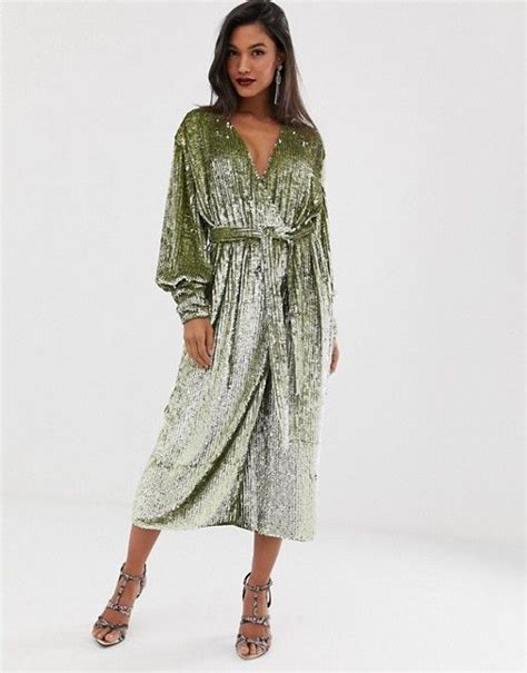 Asos Edition Sequin Wrap Midi Dress Asos Midi Dress Style Maxi Dress