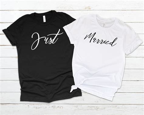 Just Married T Shirts Bride And Groom Shirts Honeymoon Etsy Groom