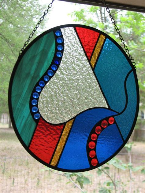 Abstract Stained Glass Circle Panel Stained Glass Circles Stained