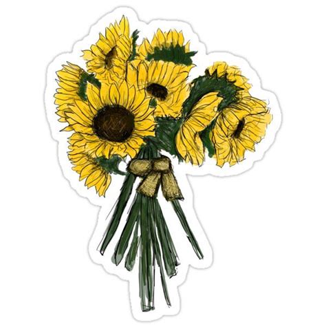 Sunflower Bouquet Sticker By Haleyerin In 2020 Floral Stickers