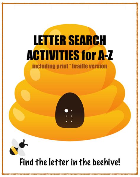 Beehive Letter Search A Z Braille And Print Sensory Sun Lettering