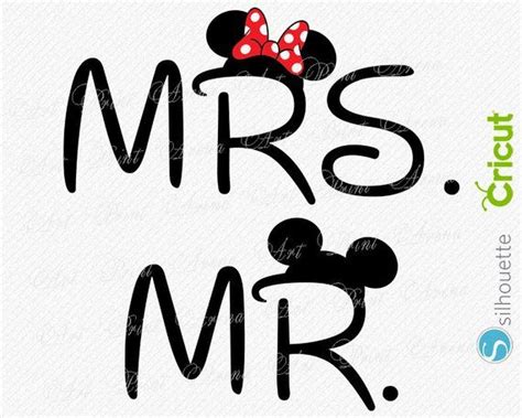 Mickey And Minnie Mrs And Mr Svg Mrs And Mr Mickey Ears Svg File Mr