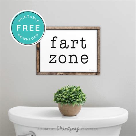 Fart Zone • Funny Bathroom Decor • Modern Farmhouse • Wall Art • Free