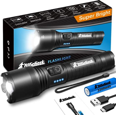 Xhp50 Flashlights 2000 High Lumens With 1 Pcs 18650 Rechargeable