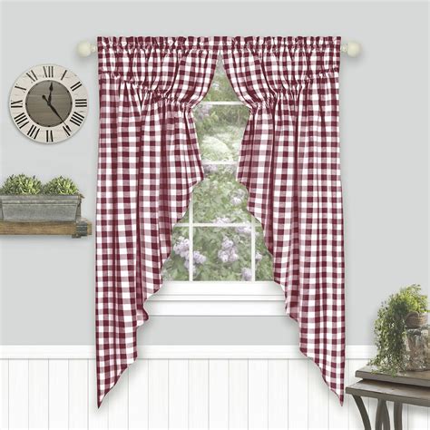 2 Pack Buffalo Check Plaid Window Valances Red And Black Farmhouse