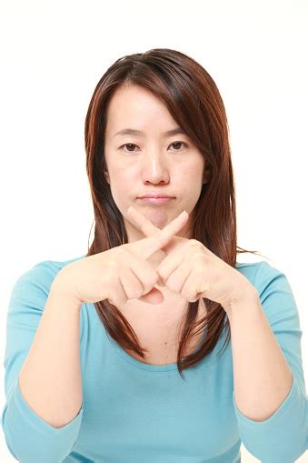 Japanese Woman Showing No Gesture Stock Photo Download Image Now