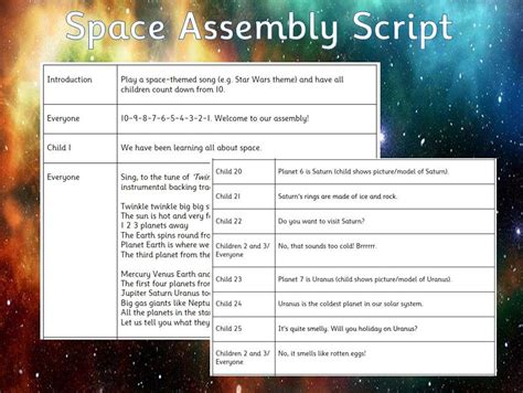 Space Assembly Script Eyfsks1 Teaching Resources