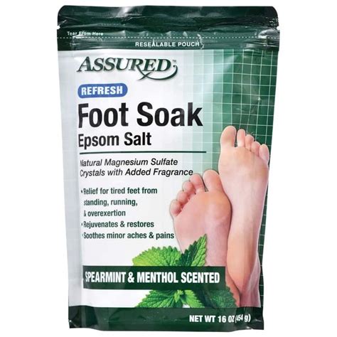 Epsom salt foot bath recipe fill up a large bucket with hot water. Assured Epsom Salt Foot Soak with Spearmint and Menthol ...