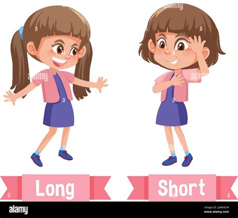 Opposite English Words Long And Short Illustration Stock Vector Image