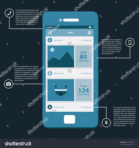 The best feed rss reader that can sync with google reader. Feed Activity Mobile App Ui Wireframe Stock Vektor ...