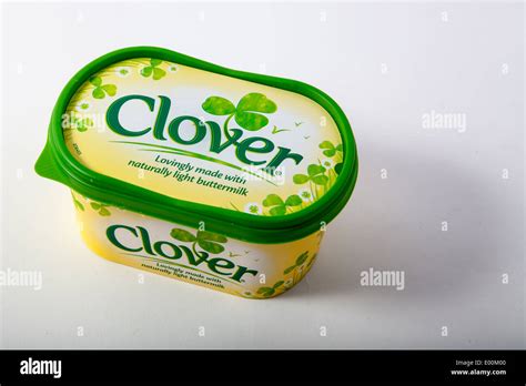 A Tub Of Clover Butter Margarine On A White Background Clover Is Made With Light Buttermilk To