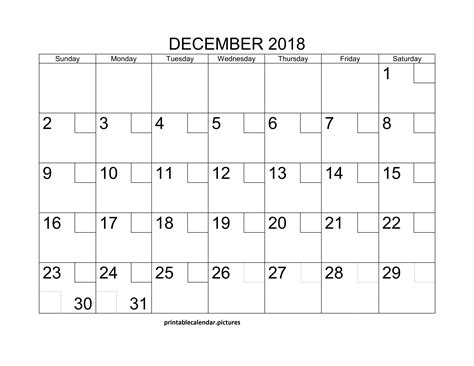 Printable Blank December 2018 Calendar Printable Calendar Word Free