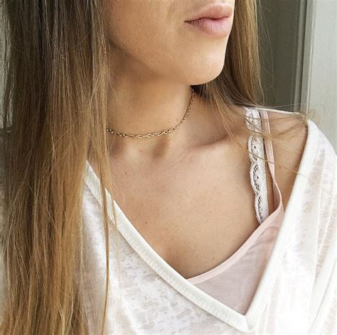 Rose Gold Choker Necklace Gold Chain Choker Dainty Beaded Etsy