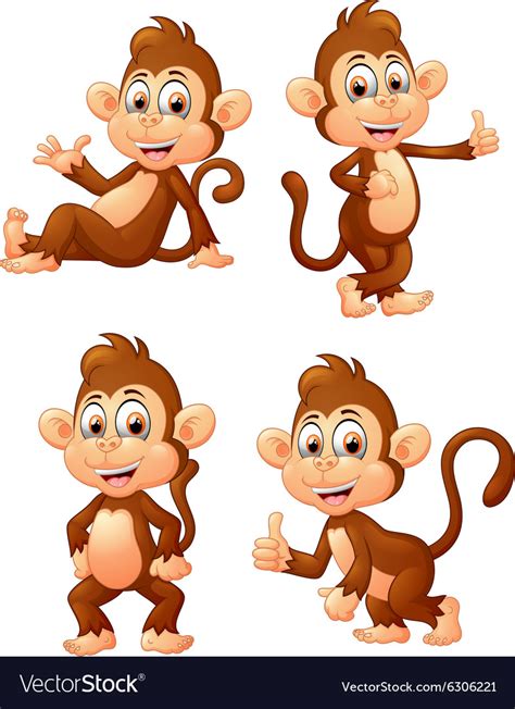 Monkey Many Expressions Royalty Free Vector Image