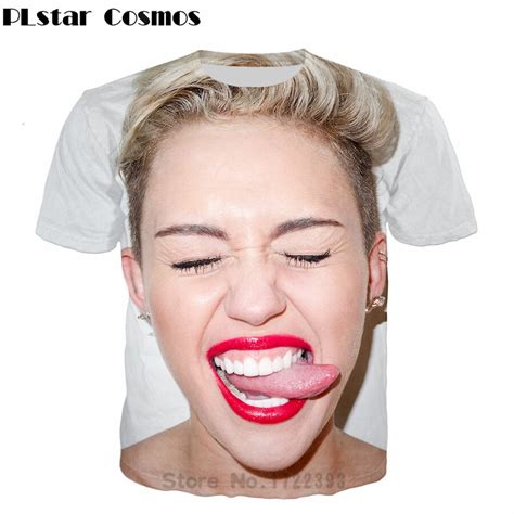 Plstar Cosmos Harajuku Style Tee Shirts Star Singer Miley Cyrus 3d Printed Men Women T Shirt