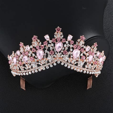 luxury 8 color tiara crown with zircon crystals for women innovato design