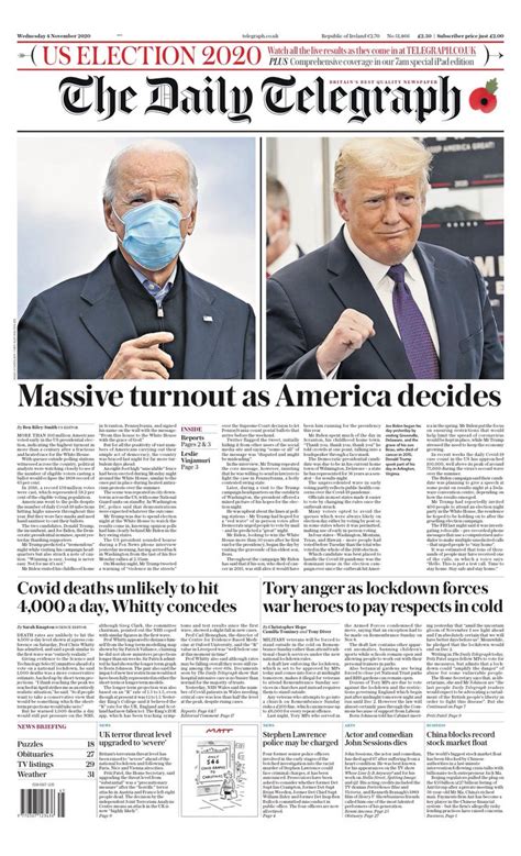 Daily Telegraph Front Page 4th Of November 2020 Tomorrows Papers Today