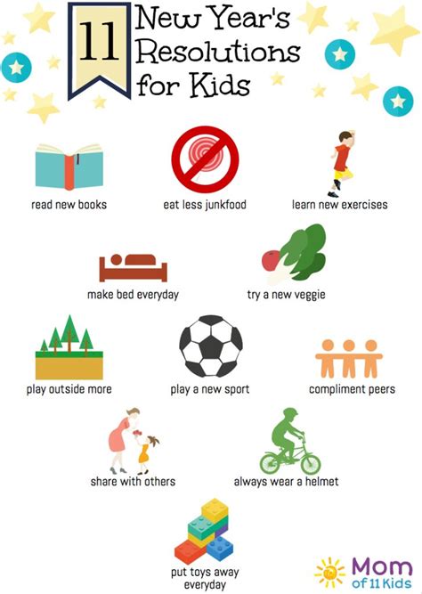 11 New Years Resolutions For Kids Infographic Kids Reading Play