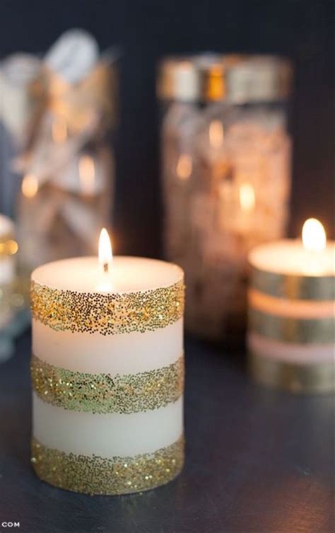 Diy Glitter Candles Striped Candles Easy Candles Glitter Crafts