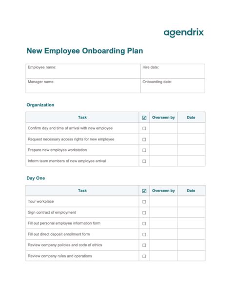 Download Free New Employee Onboarding Plan Template Agendrix