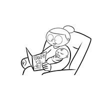 Desenho de Vovôs lendo livro para netinho para colorir Tudodesenhos