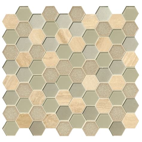 This contemporary gray design is an easy way to add interest and style perfect for a back splash, wall or floor design. Monterra Blend 3X3 Hexagon 8mm Glass Wall Tile - Tilesbay.com