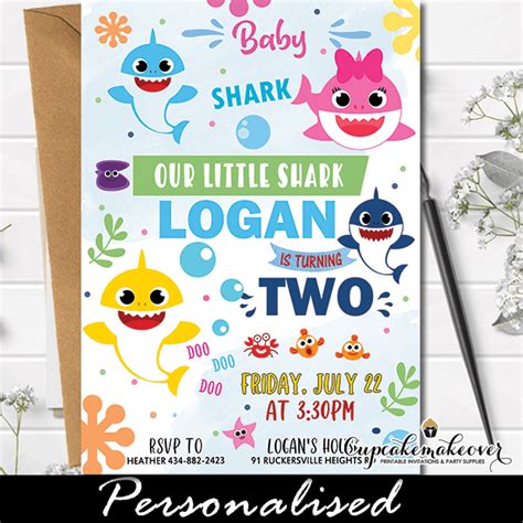 Gamuda cove baby shark location. Boy Baby Shark Birthday Invites - Cupcakemakeover