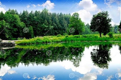 River Landscape Stock Image Image Of Pond Cloud Country 1052737