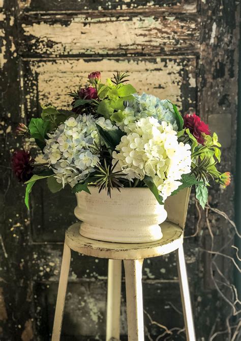 The french hydrangea, or hortensia (h. The Miriam Blue & White Hydrangea Centerpiece | White ...