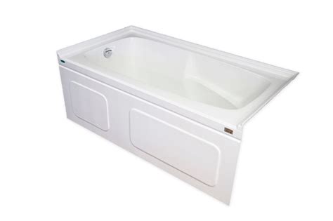 The drain flange installs by threading it to the bathtub's drain shoe, which is a length of pipe that connects to the waste and overflow pipes. Acri-Tec Elegance Plus 5 Feet Skirted Bathtub with Double ...
