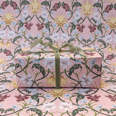 Pink Floral Vintage Wrapping Paper By Tuppence Collective