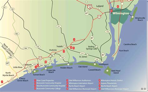 Area Map Of The Brunswick Nc Coastal Carolina Area