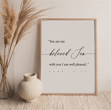Luke 322 You Are My Beloved Son Bible Verse Printable Wall Etsy