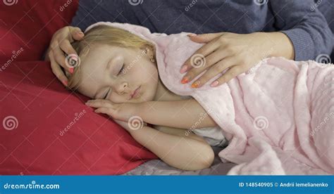 Cute Baby Sleeping On The Bed At Home Little Girl Sleeping In Morning