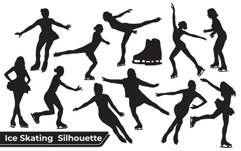 Collection Of Ice Skating Silhouettes In Different Positions 4813686 Vector Art At Vecteezy