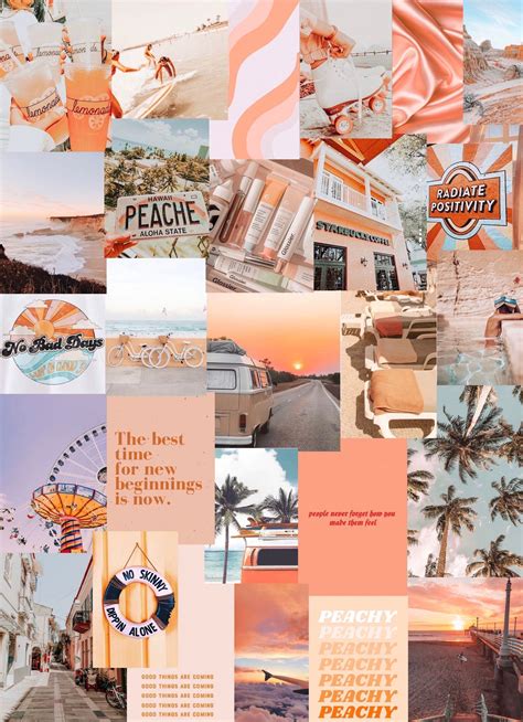 Peach Aesthetic Wall Collage Kit 120 Pieces Peachy Vibe Tone Wall