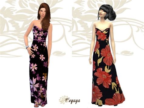 Floral Dress By Fuyaya Sims 4 Female Clothes