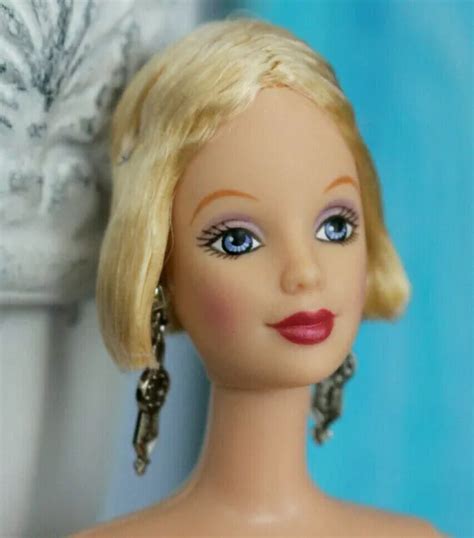 Nude Tnt Barbie Blonde Bob Silver Art Deco Earrings Blue Eyes Mackie