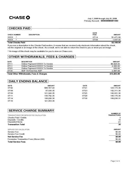 Fake Chase Bank Statement Template Free