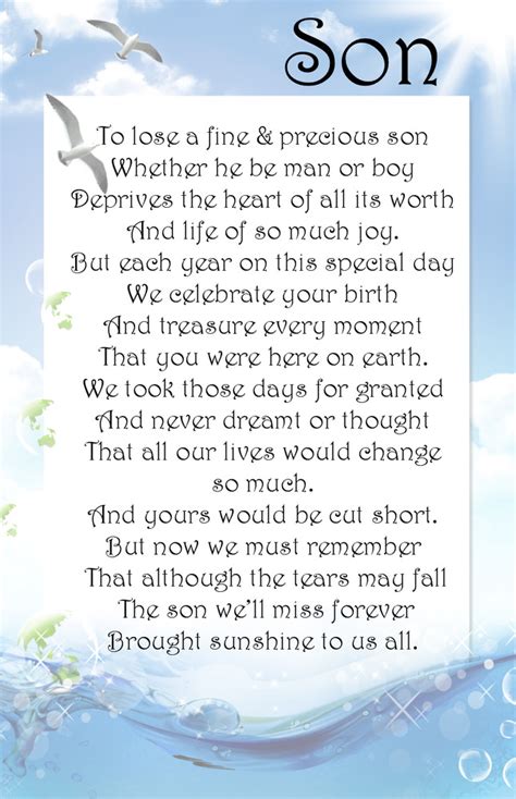 These birthday quotes and wishes are unique and heartfelt from a mother's unconditional love. A+ DAD SON First Birthday in Heaven Bereavement Graveside Memorial Card M29 | eBay
