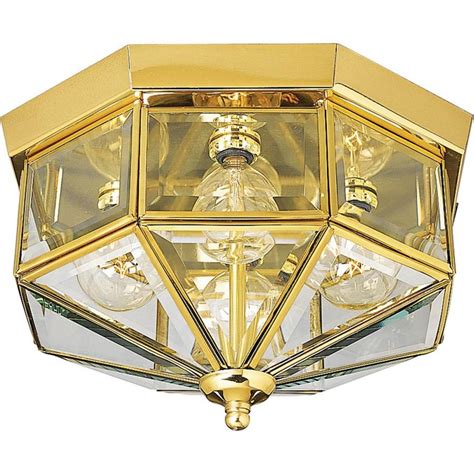 Brass light fixtures are only one of the options. Progress Lighting Beveled Glass 11.125-in Polished Brass ...