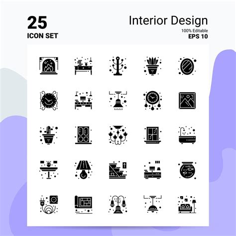 25 Interior Design Icon Set 100 Editable Eps 10 Files Business Logo